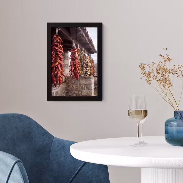 Poster met lijst - Rode pepers - Eten - Rode pepers - Eten fotolijst zwart zonder passe partout klein