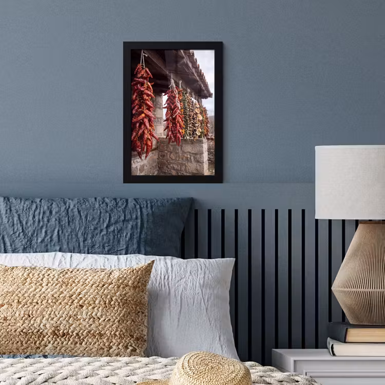 Poster met lijst - Rode pepers - Eten - Rode pepers - Eten fotolijst zwart zonder passe partout klein