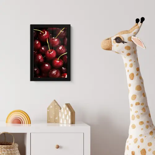 Rood - Fruit - Kersen fotolijst zwart zonder passe partout klein -usfeer4_kinderkamer