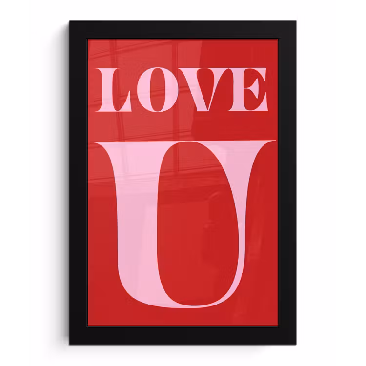 Rood - Love - Valentijn - Roze fotolijst zwart zonder passe partout klein -3d