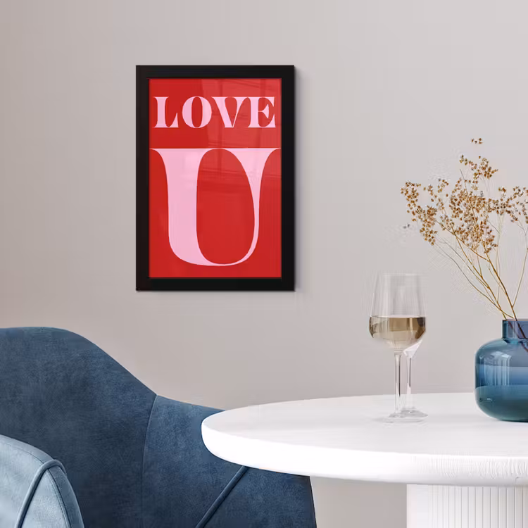 Rood - Love - Valentijn - Roze fotolijst zwart zonder passe partout klein -sfeer4
