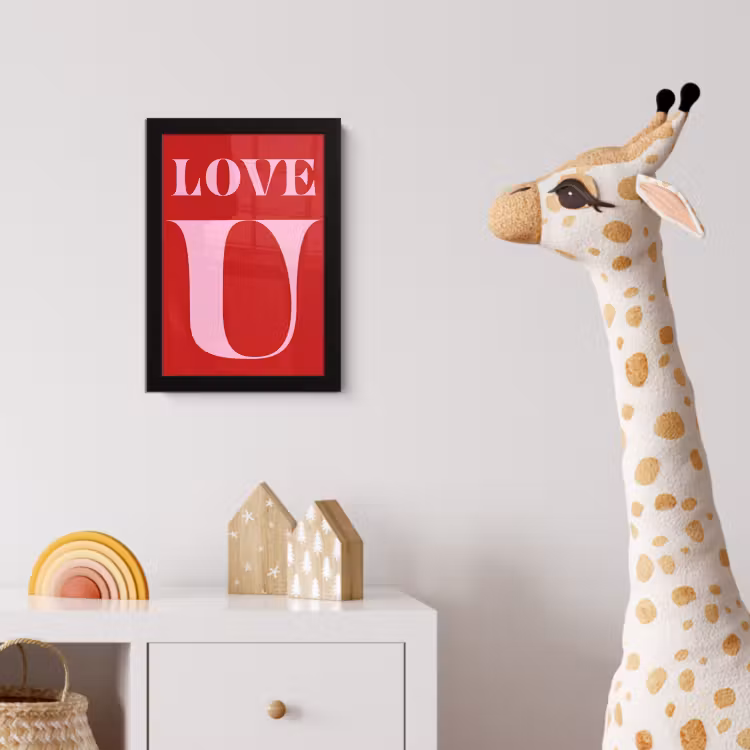 Rood - Love - Valentijn - Roze fotolijst zwart zonder passe partout klein -usfeer4_kinderkamer