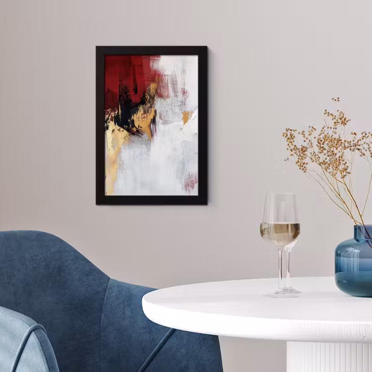 Rood - Marmer - Abstract - Goud - Modern fotolijst zwart zonder passe partout klein -sfeer4