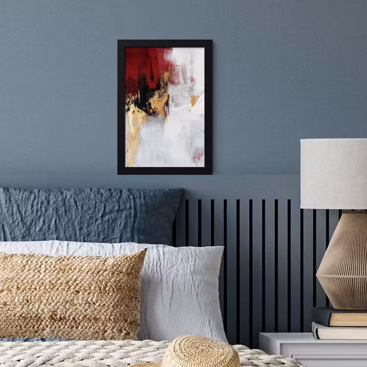 Rood - Marmer - Abstract - Goud - Modern fotolijst zwart zonder passe partout klein -sfeer3
