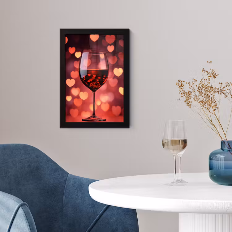 Rood - Wijn - Hartjes fotolijst zwart zonder passe partout klein -sfeer4