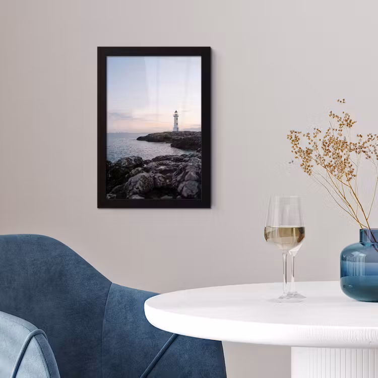 Rotsen - Vuurtoren - Wit fotolijst zwart zonder passe partout klein -sfeer4