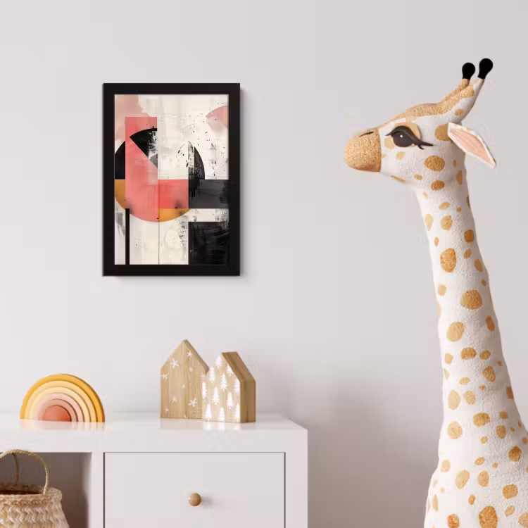 Roze - Abstract - Aesthetic - Modern - Vormen fotolijst zwart zonder passe partout klein -usfeer4_kinderkamer