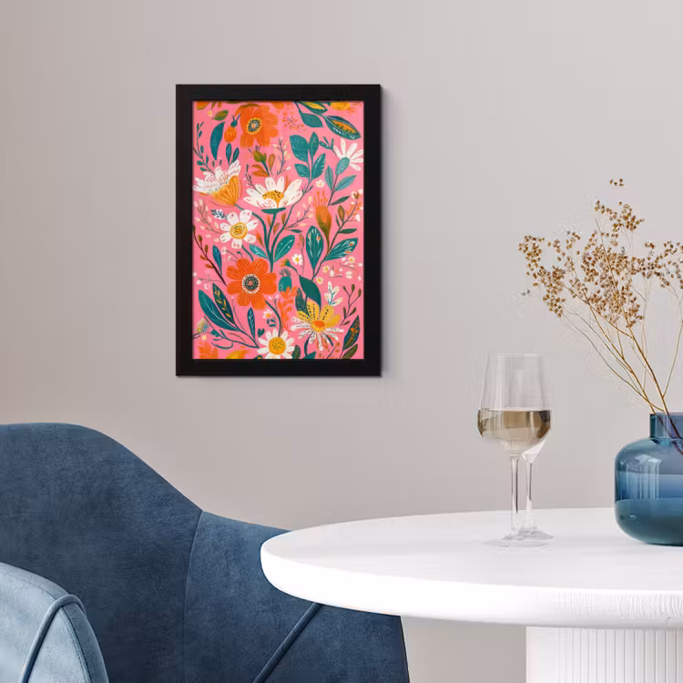 Roze - Bloemen - Wit - Oranje fotolijst zwart zonder passe partout klein -sfeer4