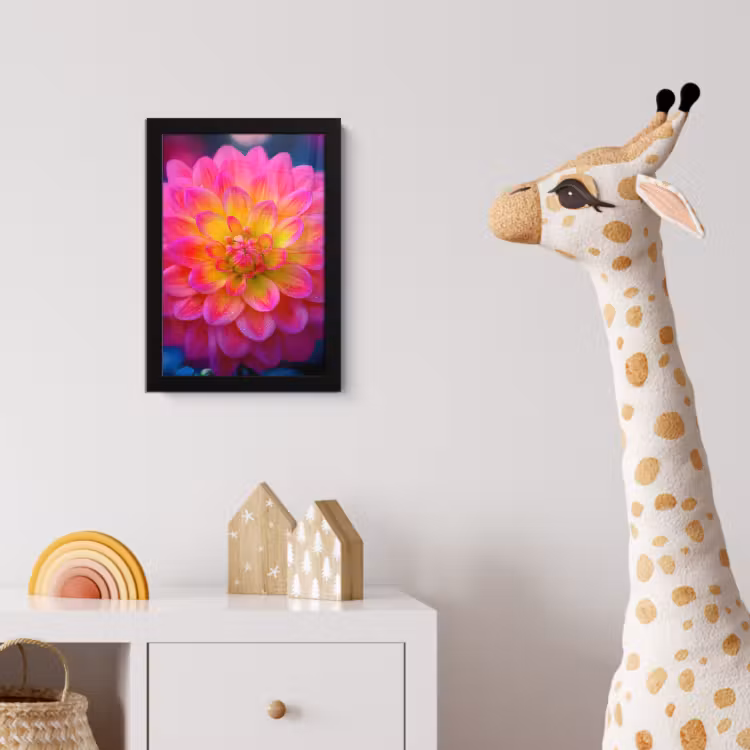 Roze - Dahlia - Kleurrijk fotolijst zwart zonder passe partout klein -usfeer4_kinderkamer