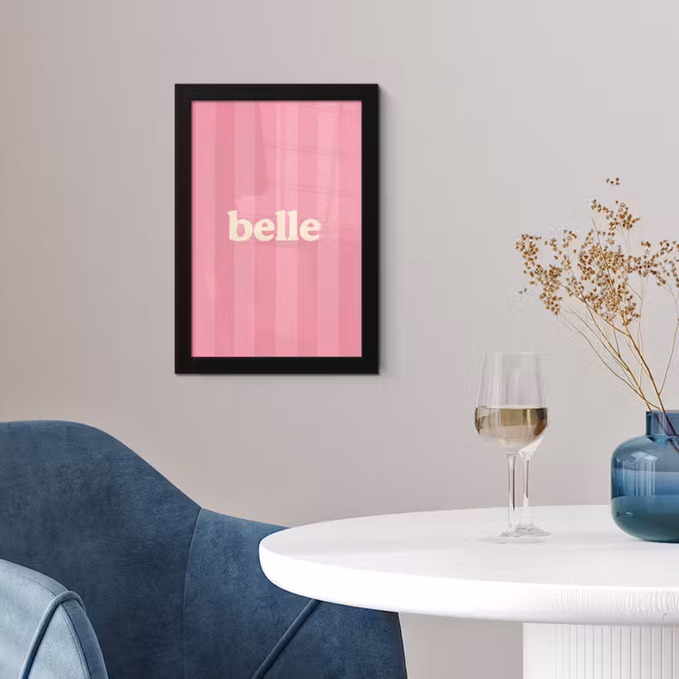 Roze - Gestreept - Belle fotolijst zwart zonder passe partout klein -sfeer4