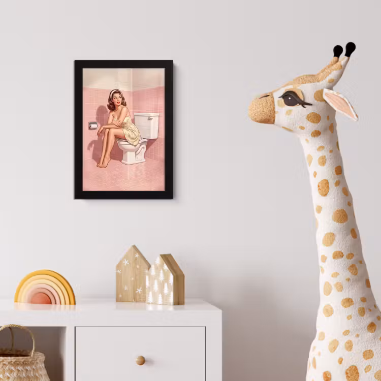 Roze - Retro - Vrouw fotolijst zwart zonder passe partout klein -usfeer4_kinderkamer