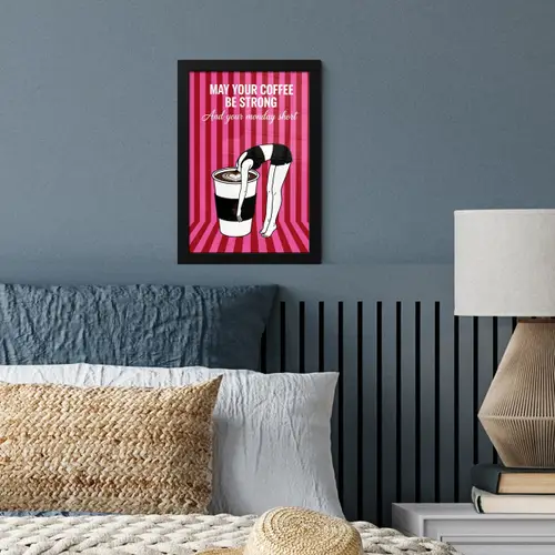 Roze - Strepen - Koffie - Maandag fotolijst zwart zonder passe partout klein -sfeer3