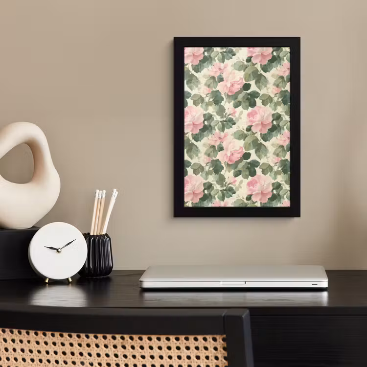 Rozen - Botanisch - Roze fotolijst zwart zonder passe partout klein 224 -sfeer1