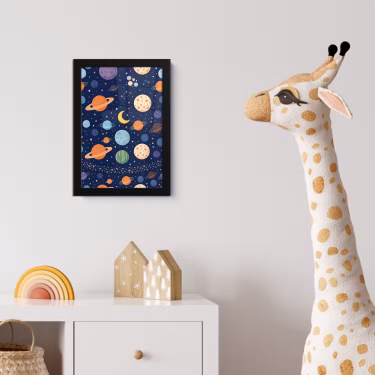 Ruimte - Planeten - Kleurrijk fotolijst zwart zonder passe partout klein -usfeer4_kinderkamer