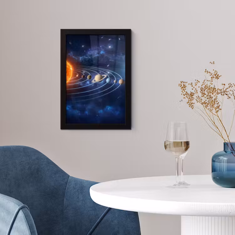 Ruimte - Zonnestelsel - Blauw fotolijst zwart zonder passe partout klein -sfeer4