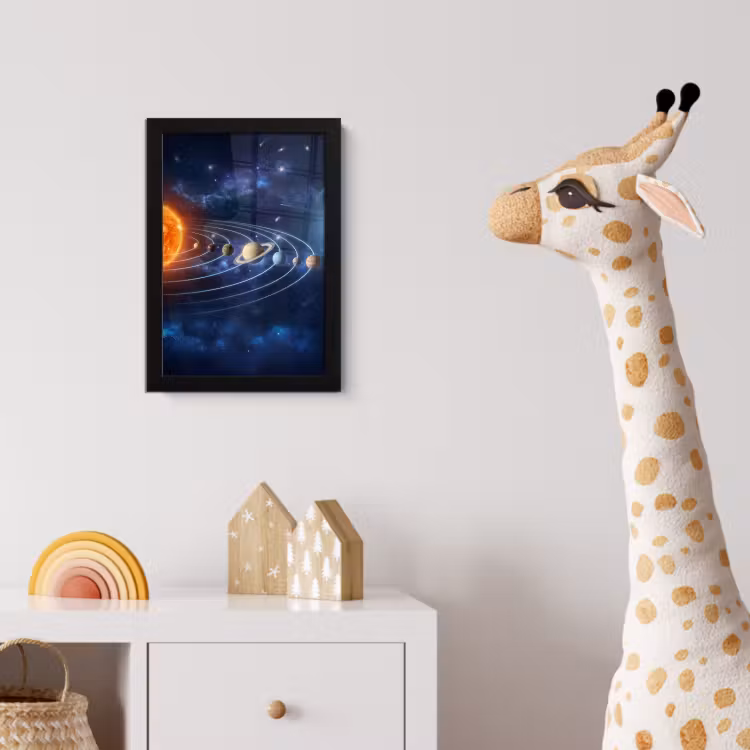 Ruimte - Zonnestelsel - Blauw fotolijst zwart zonder passe partout klein -usfeer4_kinderkamer