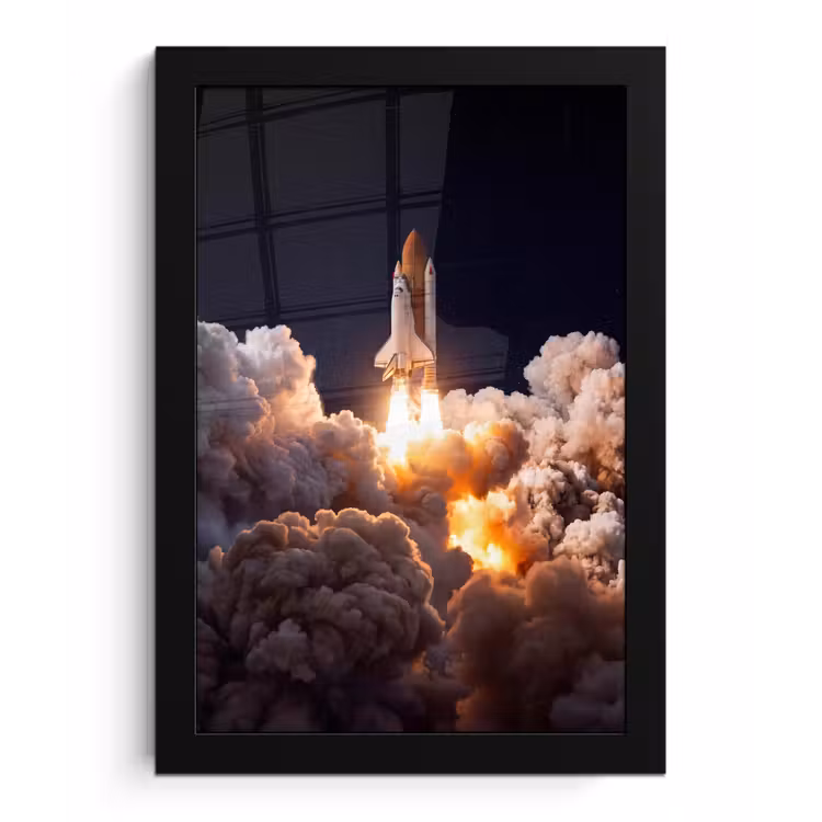 Poster met lijst - Ruimtevaartuig - Lancering - Sterren - Ruimtevaartuig - Lancering - Sterren fotolijst zwart zonder passe partout klein