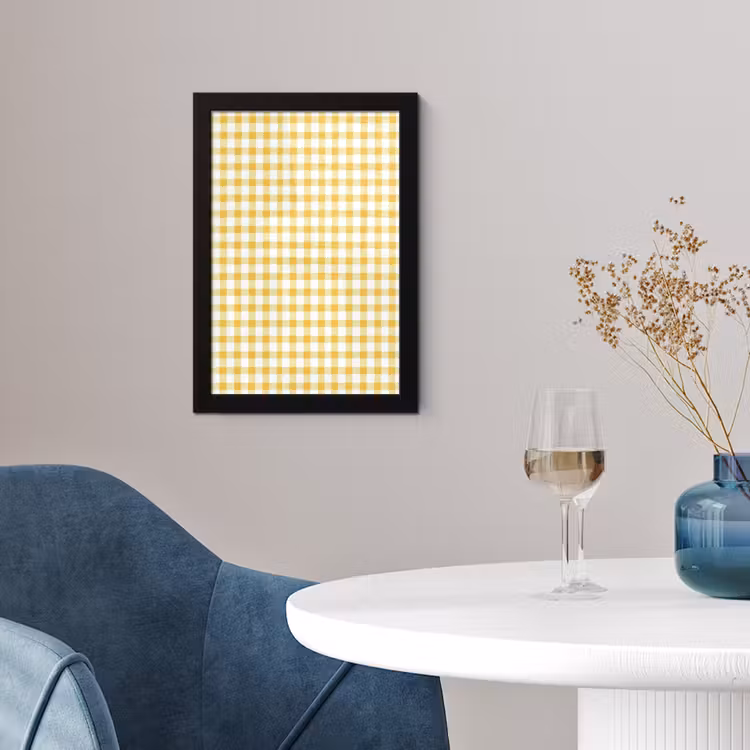 Ruit - Gingham - Klassiek - Geel en Wit fotolijst zwart zonder passe partout klein 224 -sfeer4