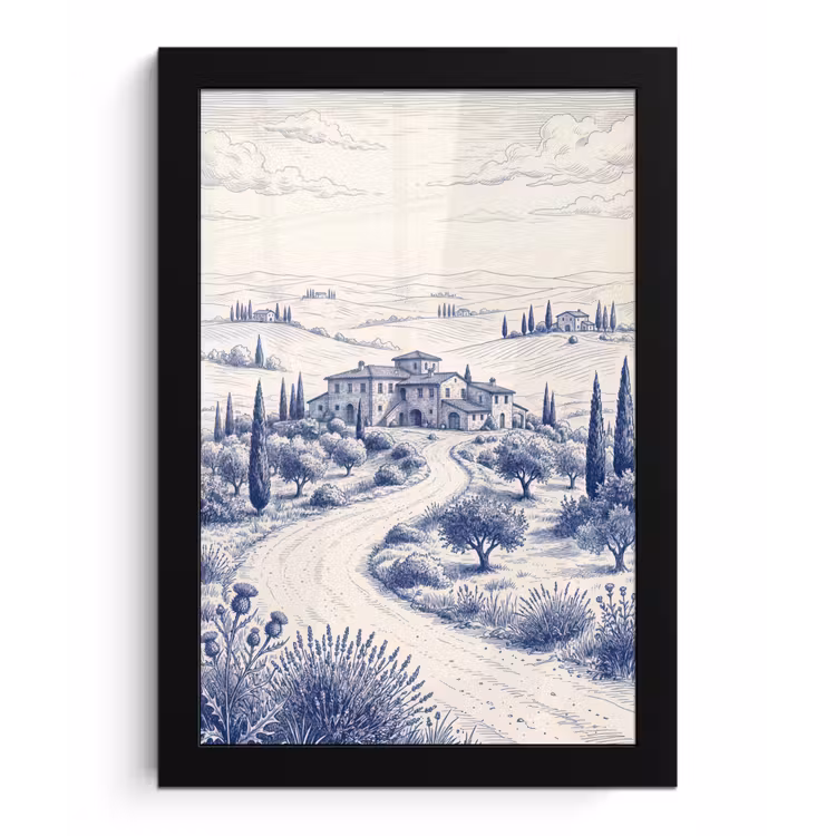 Rustiek - Landgoed - Blauw fotolijst zwart zonder passe partout klein -3d