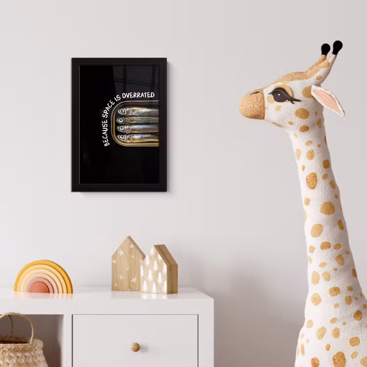 Sardines - Tekst - Vis - Blik fotolijst zwart zonder passe partout klein -usfeer4_kinderkamer