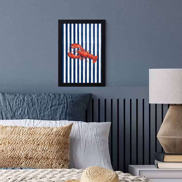 Schaaldier - Kreeft - Marine - Illustratie - Rood fotolijst zwart zonder passe partout klein -sfeer3