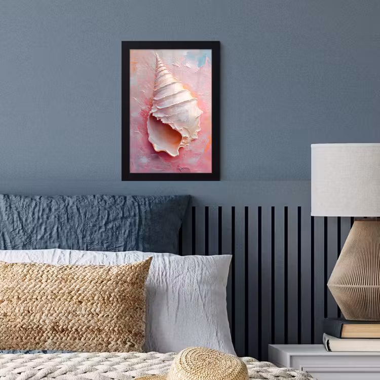 Schelp - Pastel - Pink fotolijst zwart zonder passe partout klein -sfeer3