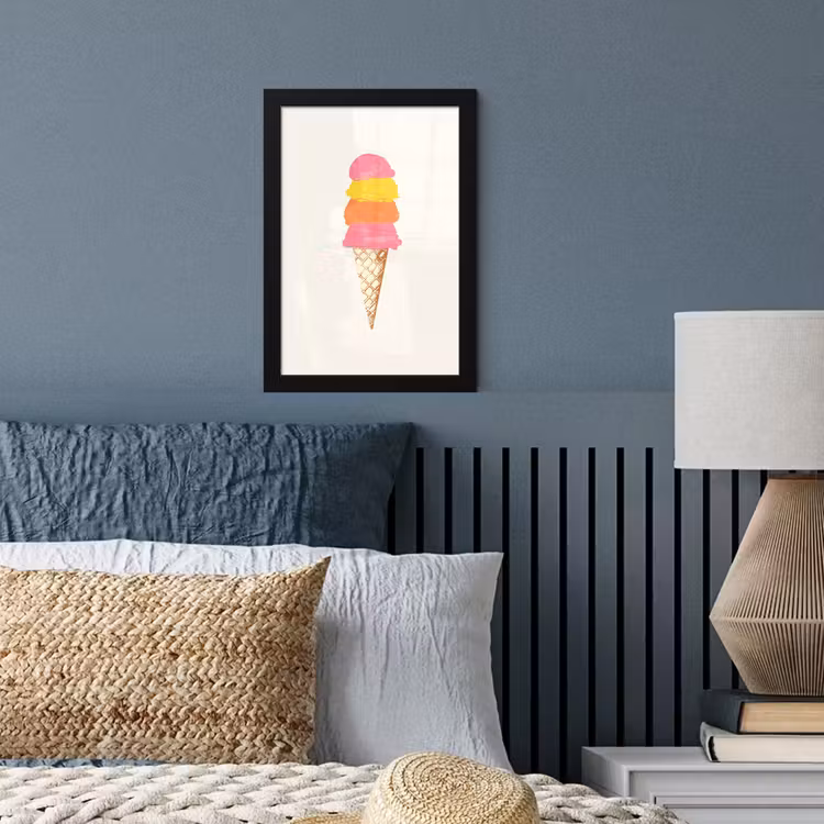 Schepijs - Hoorntje - Illustratie - Minimalistisch fotolijst zwart zonder passe partout klein -sfeer3