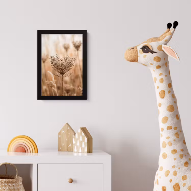 Schermbloem - Droogbloem - Winter - Beige - Minimalistisch fotolijst zwart zonder passe partout klein -usfeer4_kinderkamer