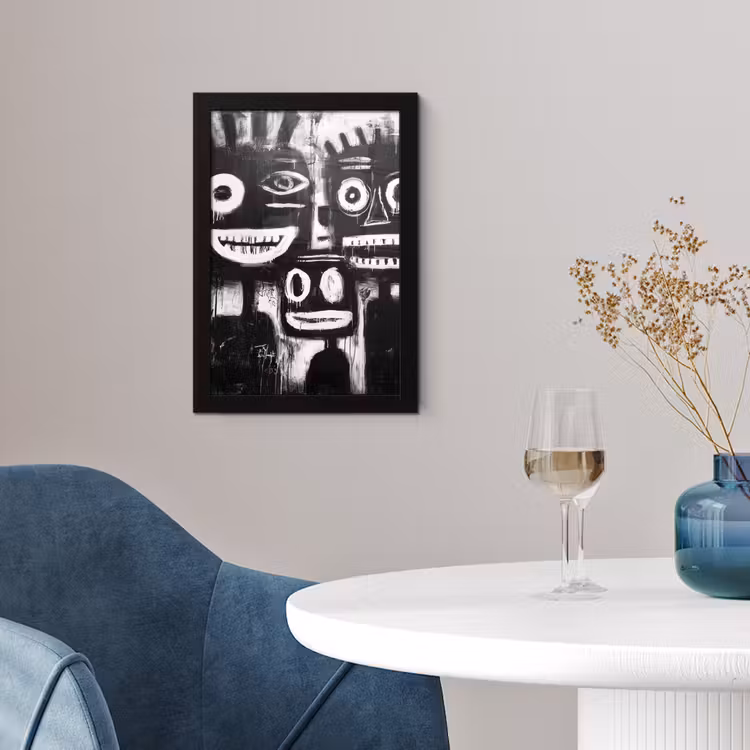 Schilderij - Figuren - Zwart - Abstract fotolijst zwart zonder passe partout klein -sfeer4