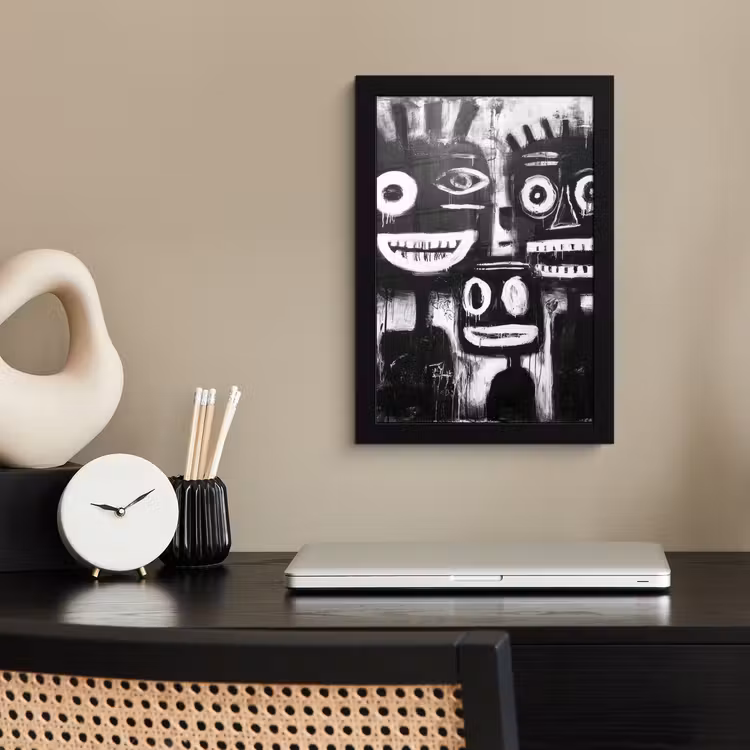 Schilderij - Figuren - Zwart - Abstract fotolijst zwart zonder passe partout klein -sfeer1