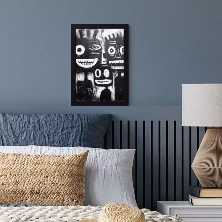 Schilderij - Figuren - Zwart - Abstract fotolijst zwart zonder passe partout klein -sfeer3