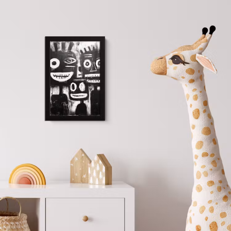 Schilderij - Figuren - Zwart - Abstract fotolijst zwart zonder passe partout klein -usfeer4_kinderkamer
