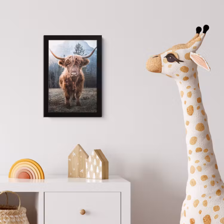 Schotse hooglander - Koe - Dieren - Berg - Natuur fotolijst zwart zonder passe partout klein -usfeer4_kinderkamer