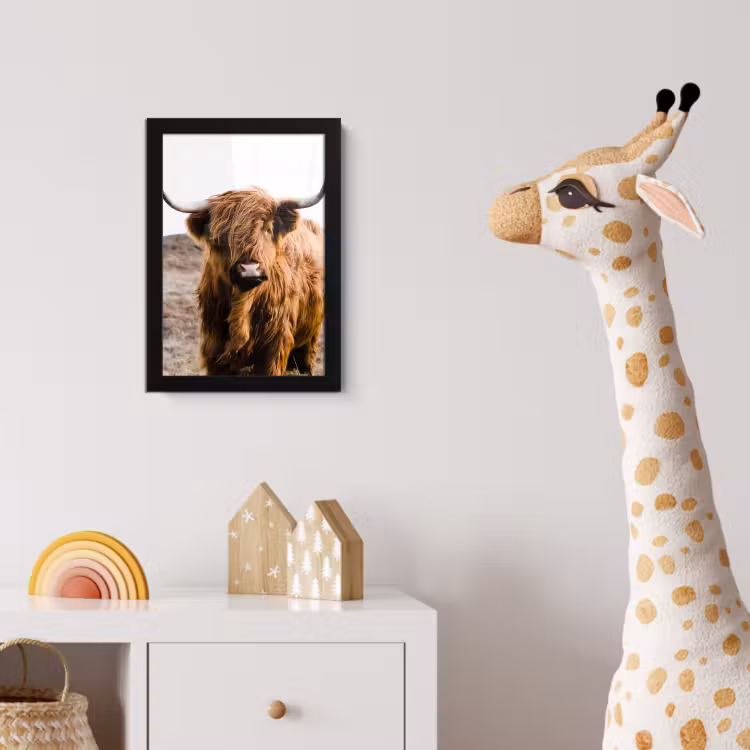 Schotse hooglander - Landschap - Koe - Bruin - Dieren - Natuur fotolijst zwart zonder passe partout klein -usfeer4_kinderkamer