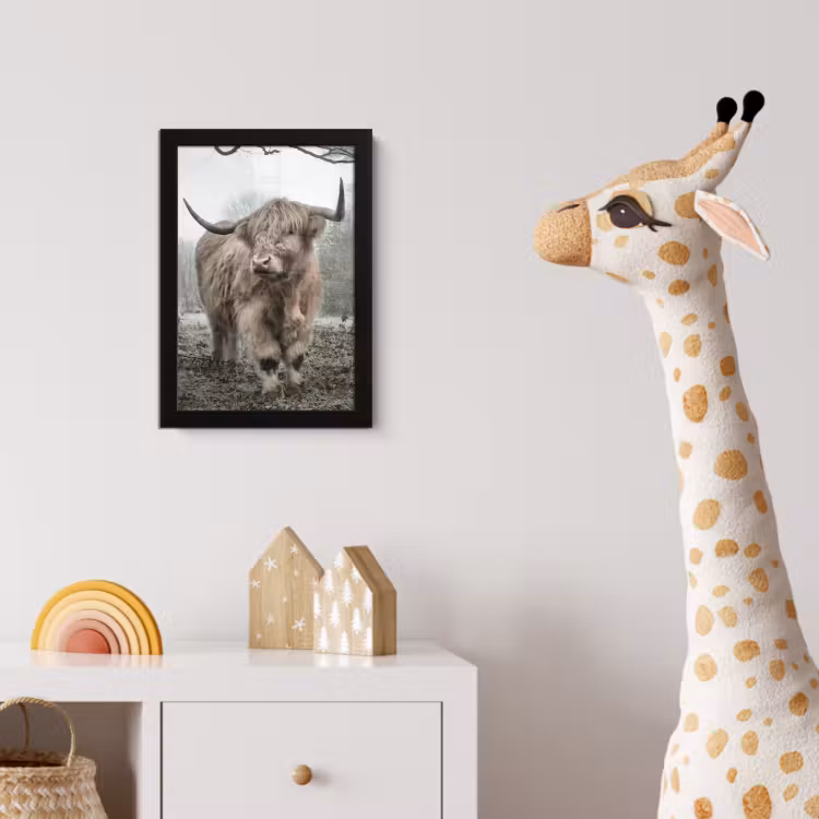 Schotse hooglander - Natuur - Herfst - Dieren - Wild - Bos fotolijst zwart zonder passe partout klein -usfeer4_kinderkamer