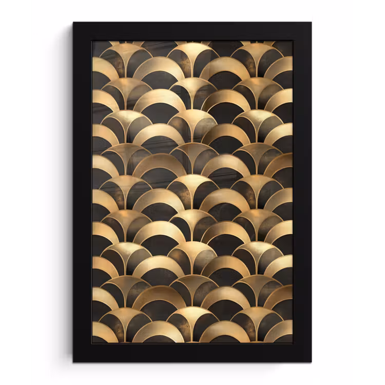 Schubben - Structuur - Goud fotolijst zwart zonder passe partout klein 224 -3d