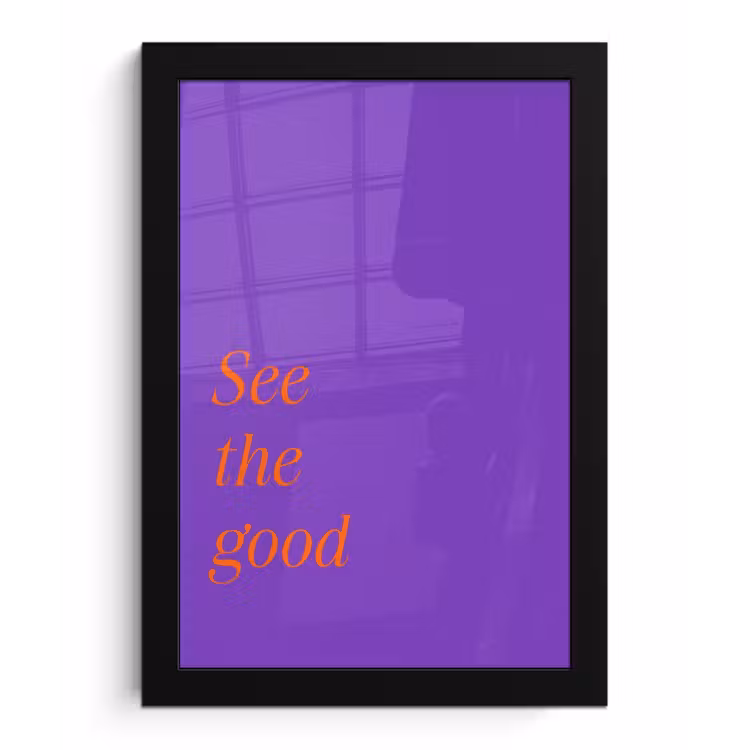 See the good - Oranje - Paars fotolijst zwart zonder passe partout klein -3d