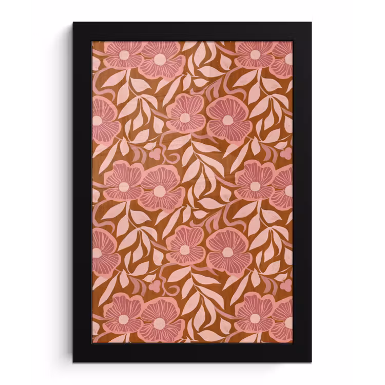 Sfeer - Bloemen - Roze fotolijst zwart zonder passe partout klein 224 -3d