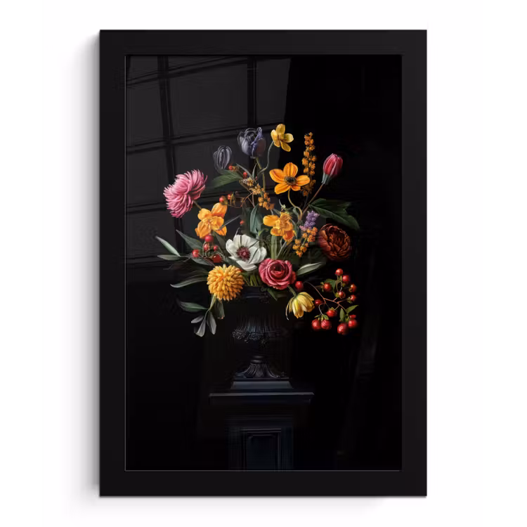 Sierlijk - Boeket - Bladeren fotolijst zwart zonder passe partout klein -3d