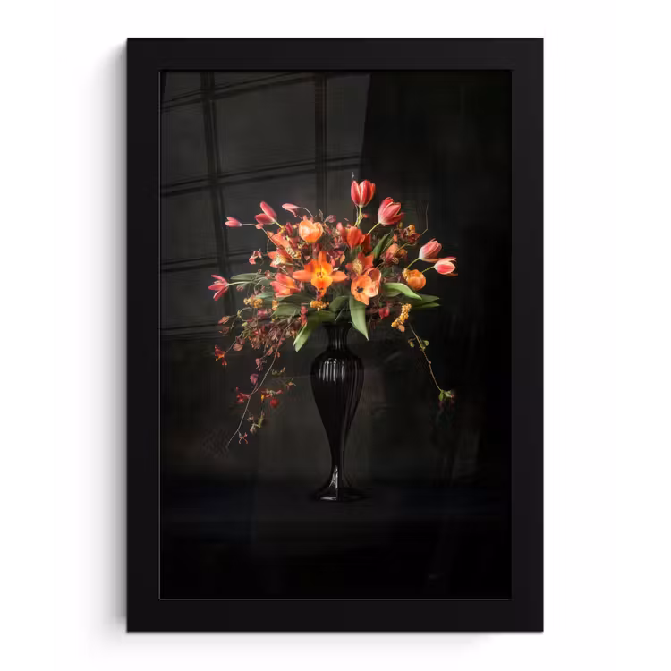 Sierlijk - Boeket - Vaas fotolijst zwart zonder passe partout klein -3d