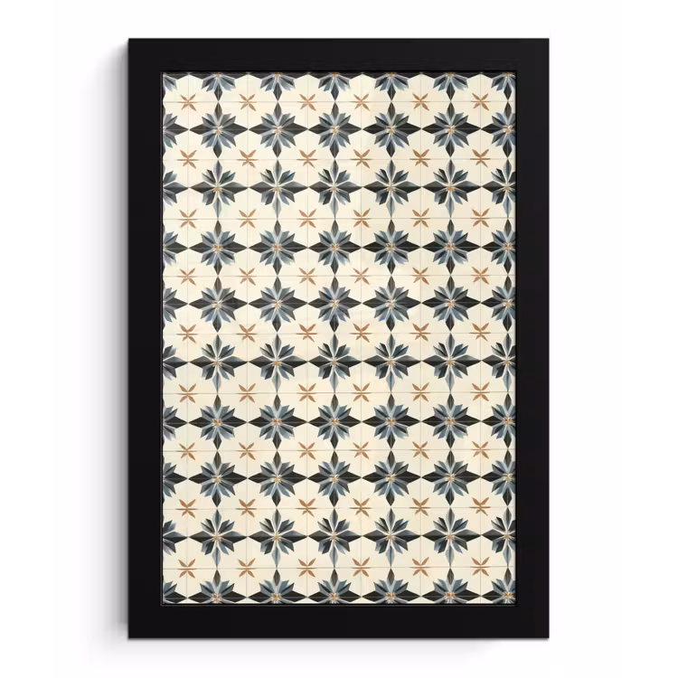 Sierlijk - Ornament - Blauw fotolijst zwart zonder passe partout klein 224 -3d