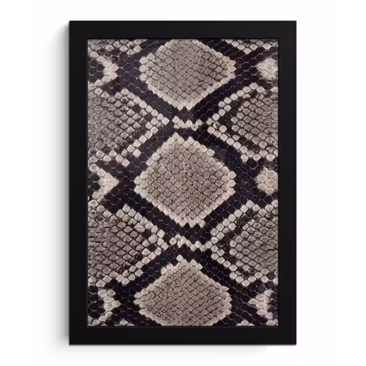 Slangenleer - Patroon - Beige fotolijst zwart zonder passe partout klein -3d