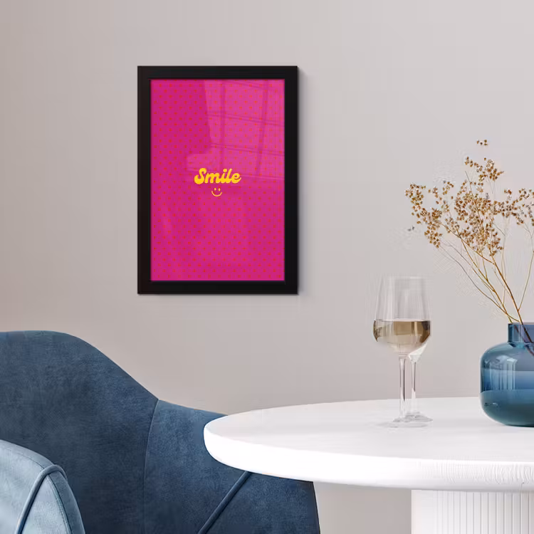 Smile - Stippen - Roze fotolijst zwart zonder passe partout klein -sfeer4