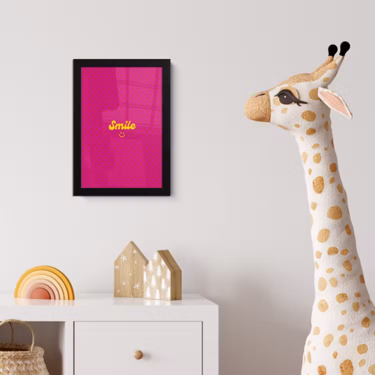 Smile - Stippen - Roze fotolijst zwart zonder passe partout klein -usfeer4_kinderkamer