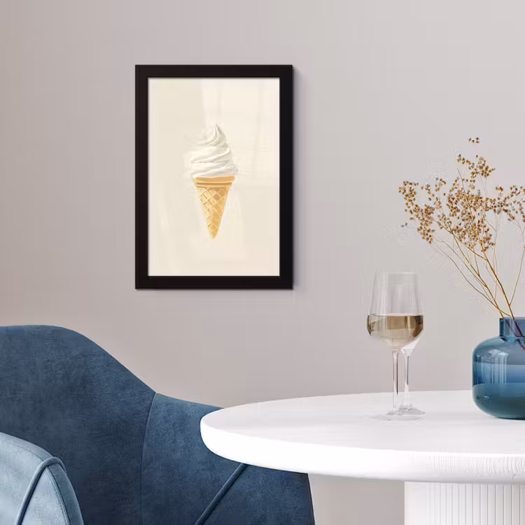 Softijs - Hoorntje - Wit fotolijst zwart zonder passe partout klein -sfeer4