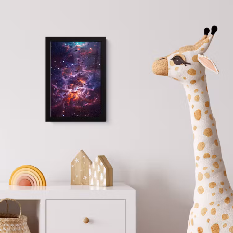 Space - Stars - Abstract - Colorful fotolijst zwart zonder passe partout klein -usfeer4_kinderkamer