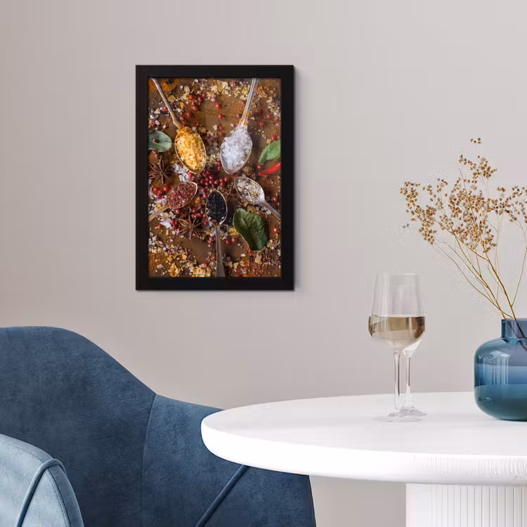 Specerijen - Kruiden - Lepels - Zout - Bruin - Keuken fotolijst zwart zonder passe partout klein -sfeer4