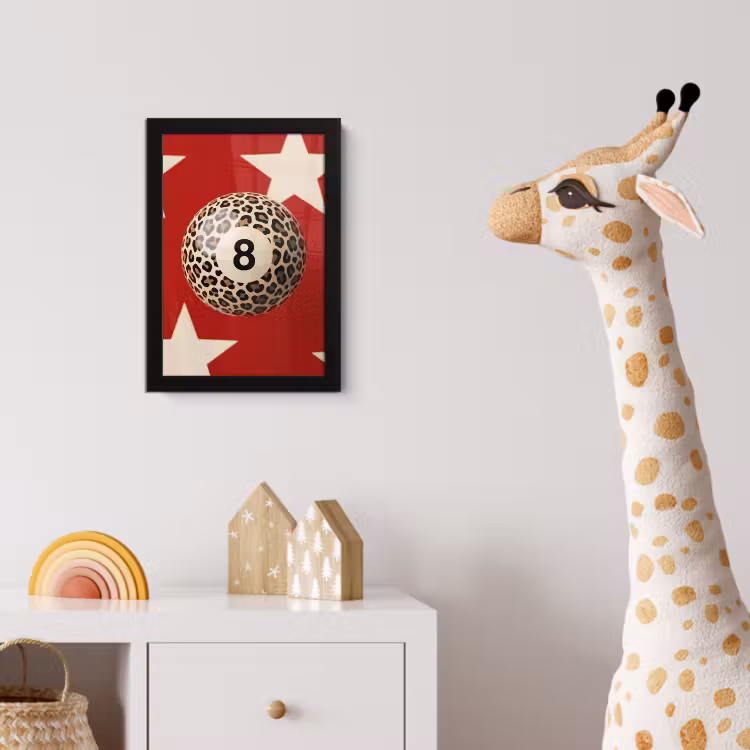Spel - Dierenprint - Nummer 8 - Modern - Rood fotolijst zwart zonder passe partout klein -usfeer4_kinderkamer