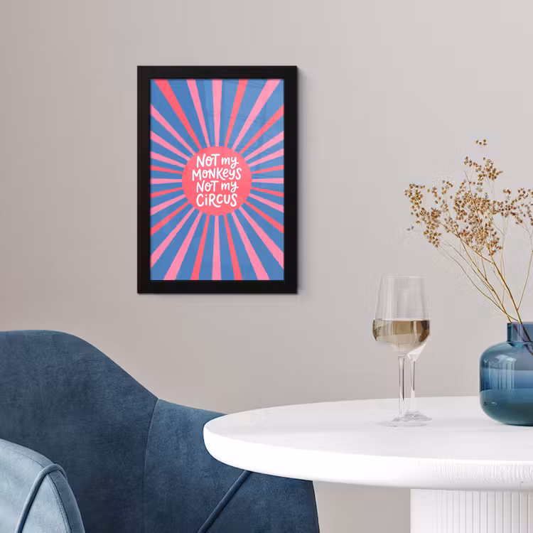 Spreuk - Grafisch - Abstract - Roze - Blauw fotolijst zwart zonder passe partout klein -sfeer4