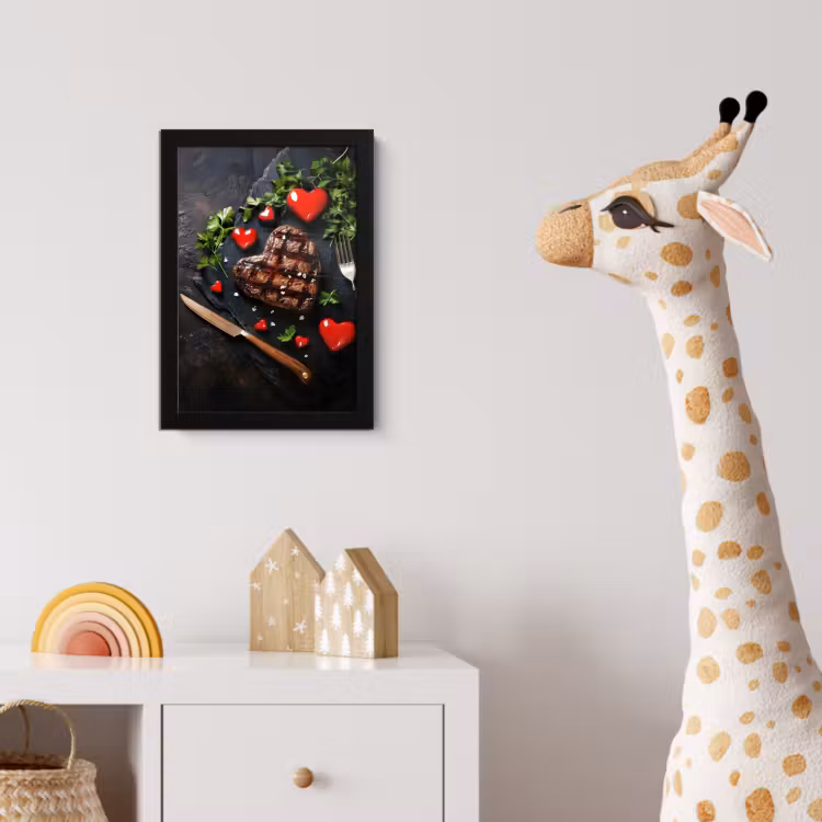 Steak - Hart - Bestek fotolijst zwart zonder passe partout klein -usfeer4_kinderkamer